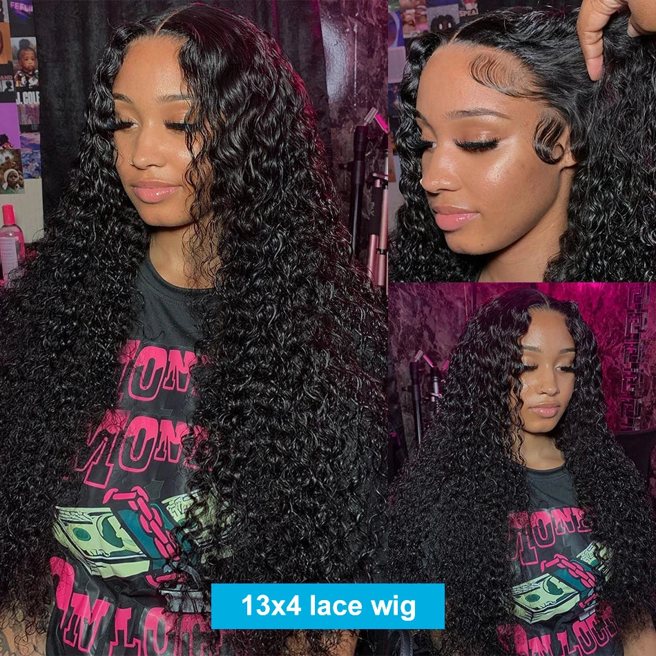 13x6 13x4 Deep Wave 30 32 34inch HD Lace Frontal Wig Human Hair 180 Density Brazilian Curly Lace Front Wig For Women