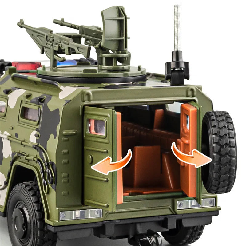 1:24 Alloy Tiger Armored Car Truck Model Diecasts Off-road Vehicles Metal Military Explosion Proof Car Tank Model Kids Toys Gift - IHavePaws