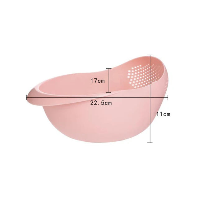 Rice Sieve Plastic Colander Kitchen Drain Basket with Handles Rice Bowl Strainer Pink - IHavePaws