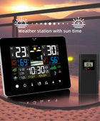 Multifunction Weather Station Alarm Clock Thermometer Hygrometer Touch Screen Wireless Sensor Sunrise Sunset Hygrothermograph - IHavePaws