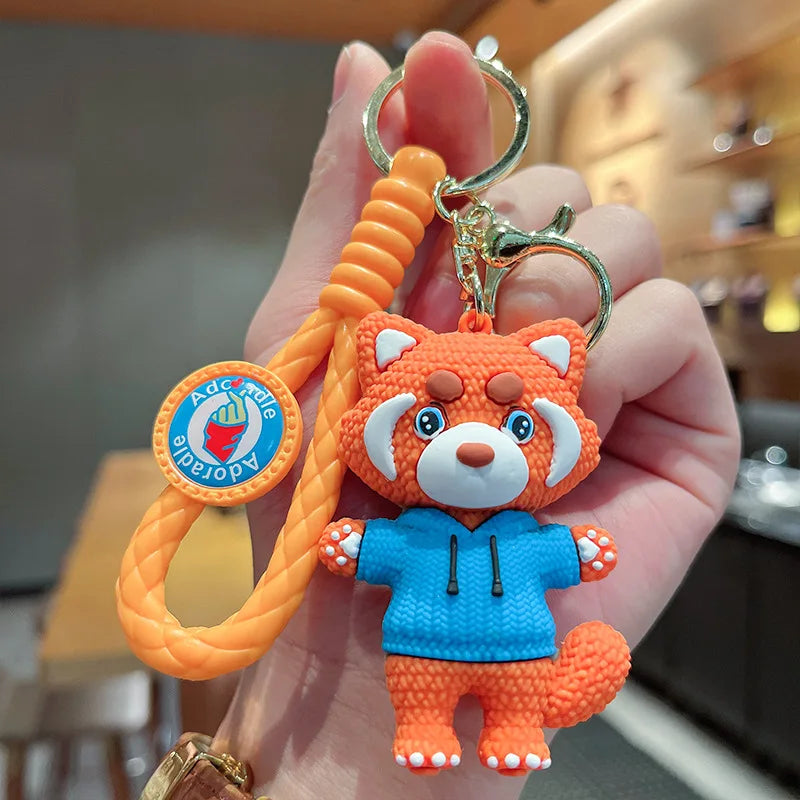 Cute Raccoon Keychain Charm Creative Animal Doll Pendant Luggage Accessories Children's Party Toy Gifts Unisex Car Key Ring Orange - ihavepaws.com