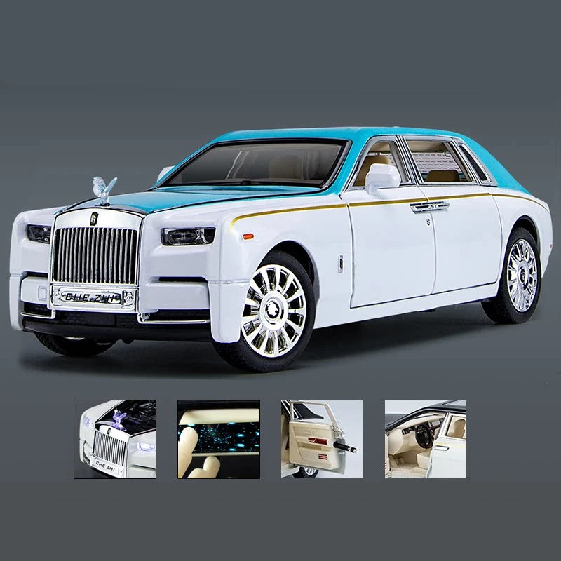 1:24 Rolls-Royce Phantom Alloy Car Model Diecasts & Toy Vehicles Metal Toy Car Model Simulation Sound Light Collection Kids Gift Blue - IHavePaws