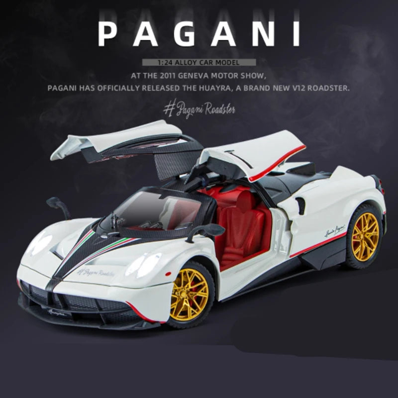 1/24 Pagani Huayra Dinastia Alloy Sports Car Model Diecasts Metal Toy Racing Car Model Simulation Sound and Light Childrens Gift White - IHavePaws