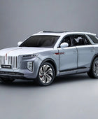 1/24 HONGQI E-HS9 SUV Alloy New Energy Car Model Diecast Metal Toy Vehicles Car Model High Simulation Sound and Light Kids Gifts Gray with white - IHavePaws