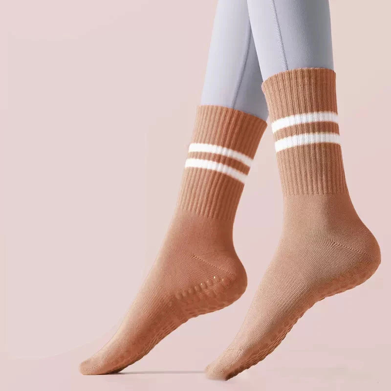 2024 Yoga Non-slip socks Silicone Indoor Women Professional Fitness Socks gym Floor Dance Pilates Mid-tube Bottom Sports Socks Orange / EU35-40 - IHavePaws