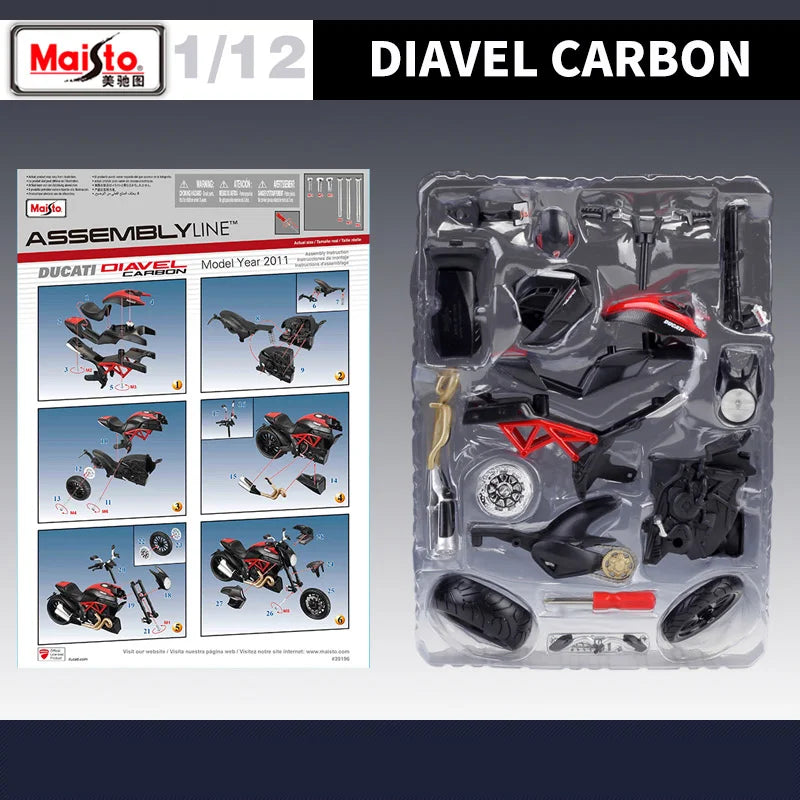 Maisto Assembly Version 1:12 Ducati Diavel Carbon Alloy Motorcycle Model Diecast Metal Motorcycle Model Collection Kids Toy Gift - IHavePaws