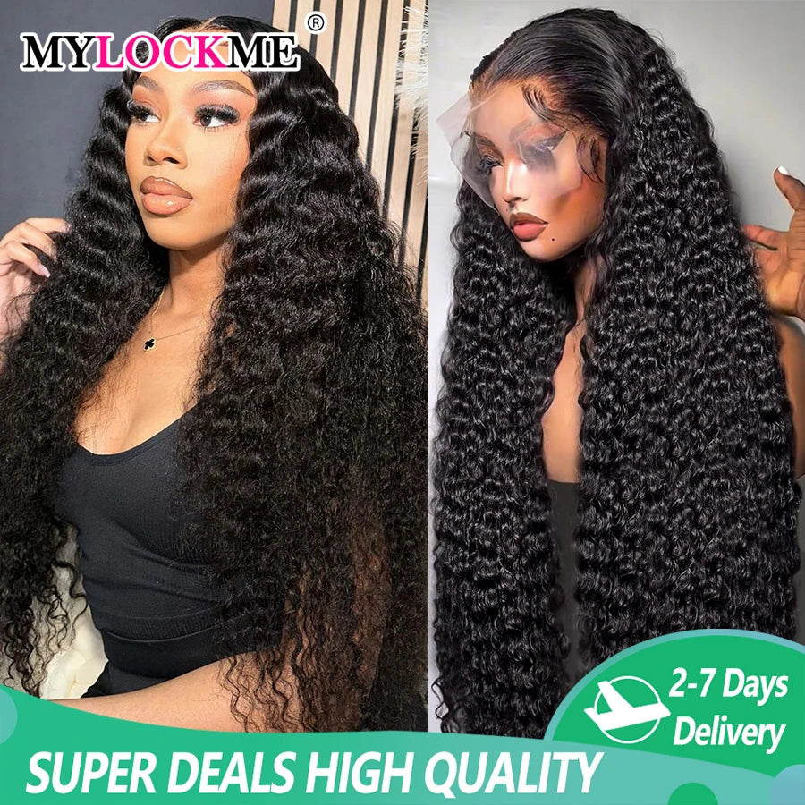 Deep Wave 13x6 Transparent Lace Front Human Hair Wig 13x4 Frontal Wig 26 28 30 32 34 Inch Water Wave Lace Frontal Wigs For Woman