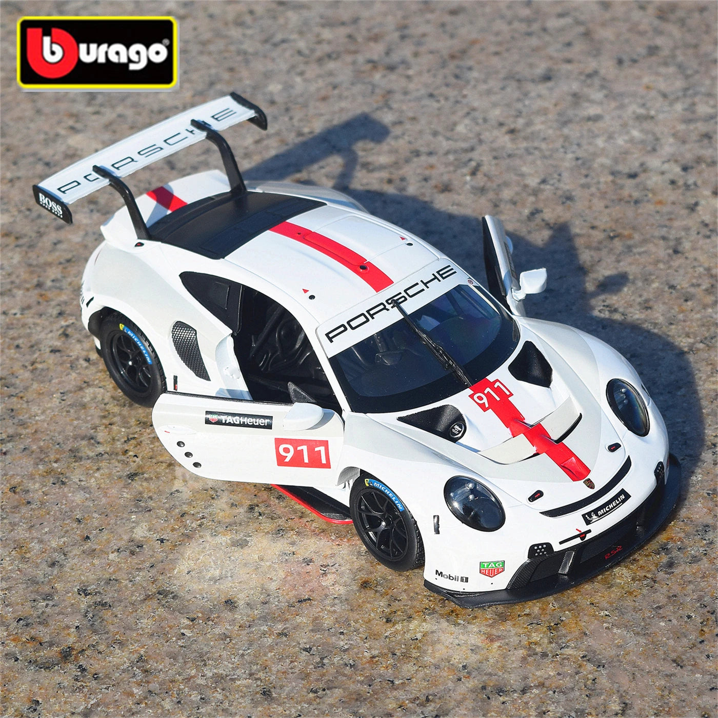 Bburago 1:24 Porsche 911 RSR Alloy Sports Car Model Diecast Metal Toy Vehicles Car Model Simulation Collection Children Toy Gift - IHavePaws