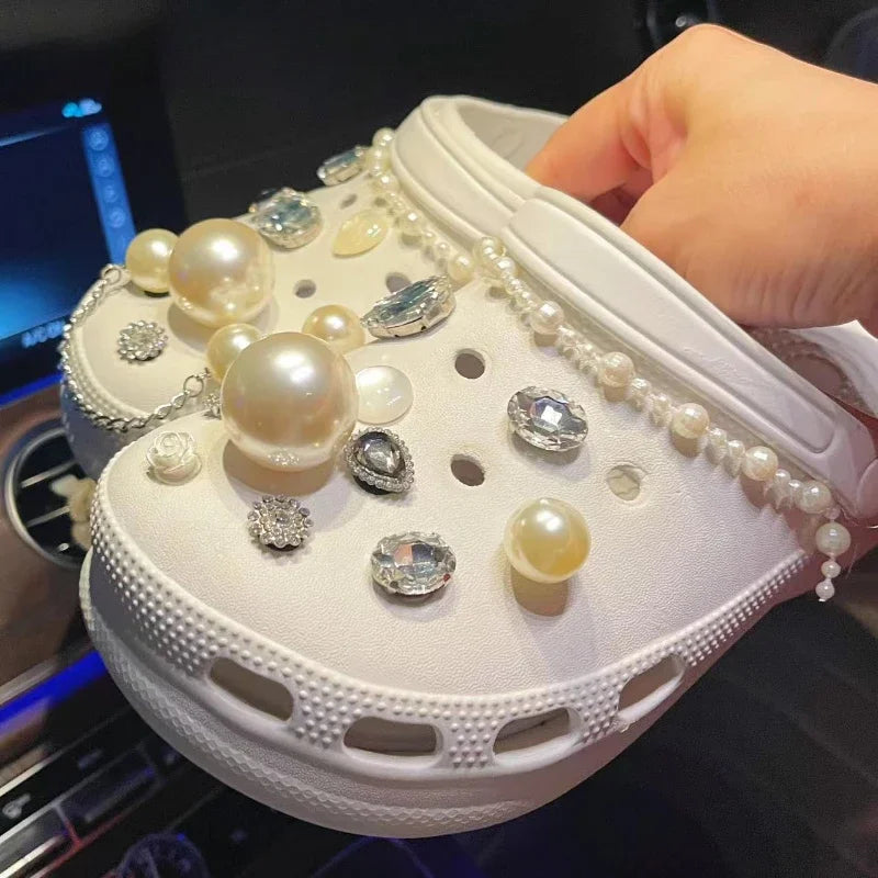 Shoe Charms for Crocs DIY 3D Large Size Pearl Diamond Decoration Buckle for Croc Shoe Charm Accessories Kids Party Girls Gift - IHavePaws
