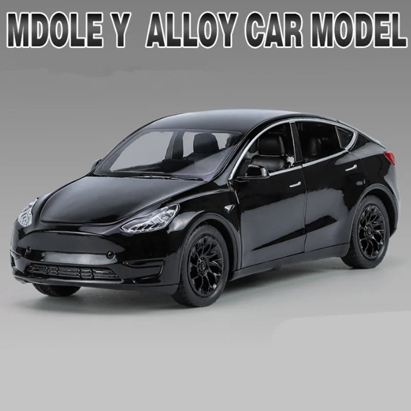1:32 Tesla Model Y SUV Alloy Car Model Diecast Metal Vehicles Car Model Sound and Light Simulation Collection Childrens Toy Gift Black A - IHavePaws
