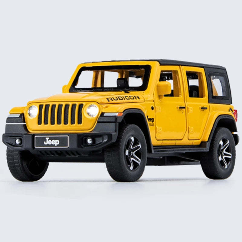 1:32 Jeep Wrangler Rubicon Alloy Car Model Diecasts Metal Off-road Vehicles Car Model Simulation Sound and Light Kids Toys Gift Yellow - IHavePaws