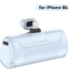 KUULAA Mini Power Bank 4500mAh - Portable Charger for iPhone 15/14/13/12 Pro Max & Samsung/Xiaomi - External Battery PowerBank For iPhone Blue - IHavePaws
