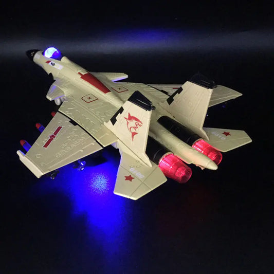 NEW Flying Shark J-15 Alloy Stealth Fighter Aircraft Airplane Model Metal Fighter Battle Plane Model Sound Light Kids Toys Gifts - IHavePaws