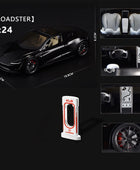 1:24 Tesla Model Y Model 3 Tesla Model S Alloy Die Cast Toy Car Model Sound and Light Roadster Black - IHavePaws