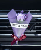 Mini Rose Bouquet Car Air Vent Clip Freshener Dried Flower Perfume Diffuser Gypsophila Fragrance Automobile Interior Accessories Purple - IHavePaws