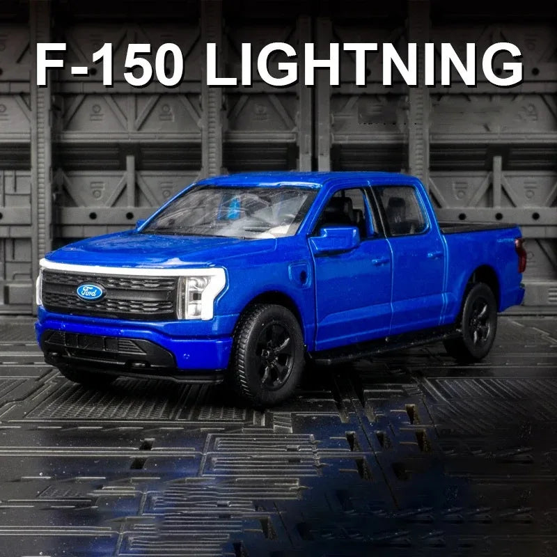 1:36 Ford Raptor F150 Pickup Alloy New Energy Car Model Diecast Metal Toy Off-road Vehicles Car Model Sound and Light Kids Gifts No Charging Blue - IHavePaws