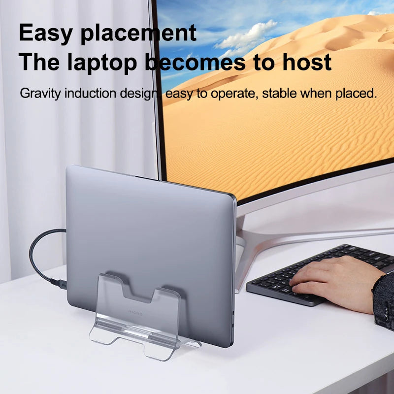 Hagibis Vertical Laptop Stand For MacBook Pro Air transparent Desktop Gravity Holder Notebook Support for Surface Book Tablet - IHavePaws