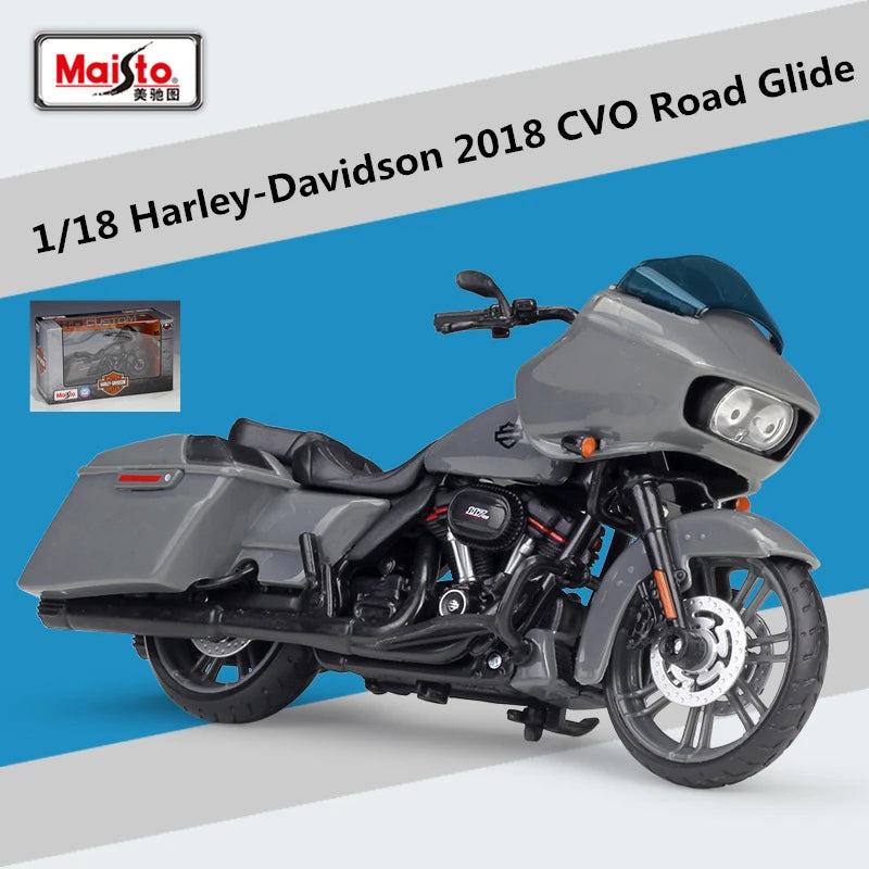 Maisto 1:18 Harley Davidson 2018 CVO Road Glide Alloy Racing Motorcycle Model Diecast Street Motorcycle Model Childrens Toy Gift Gray retail box - IHavePaws