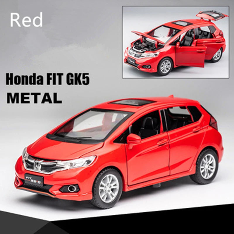 1/28 HONDA Fit GK5 Alloy Car Model Diecasts Metal Toy Sports Car Vehicles Model Simulation Sound and Light Collection Kids Gifts Red - IHavePaws