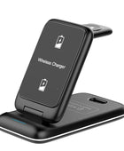 3-in-1 Wireless Charger Stand for iPhone, Apple Watch, and AirPods 15W Fast Charging Black - IHavePaws