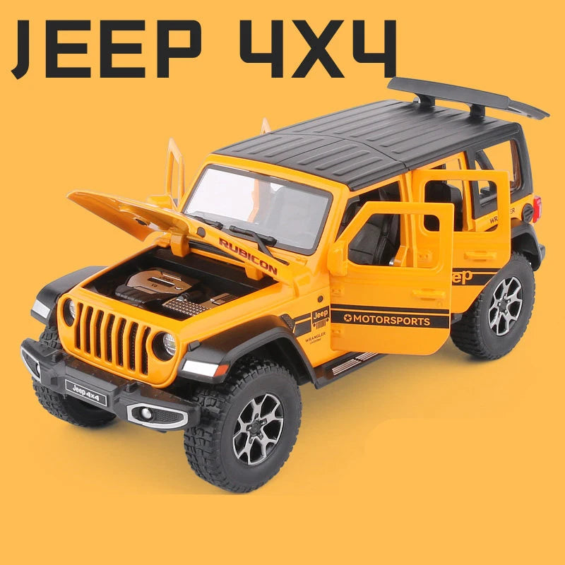 1:22 Jeep Wrangler Rubicon Alloy Car Model Diecasts Metal Off-road Vehicles Car Model Simulation Collection Childrens Toys Gift Yellow - IHavePaws