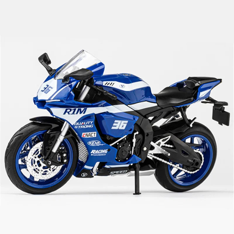 1:12 YZF-R1M Alloy Racing Motorcycle Model Diecast Street Cross-Country Motorcycle Model Simulation Blue - IHavePaws