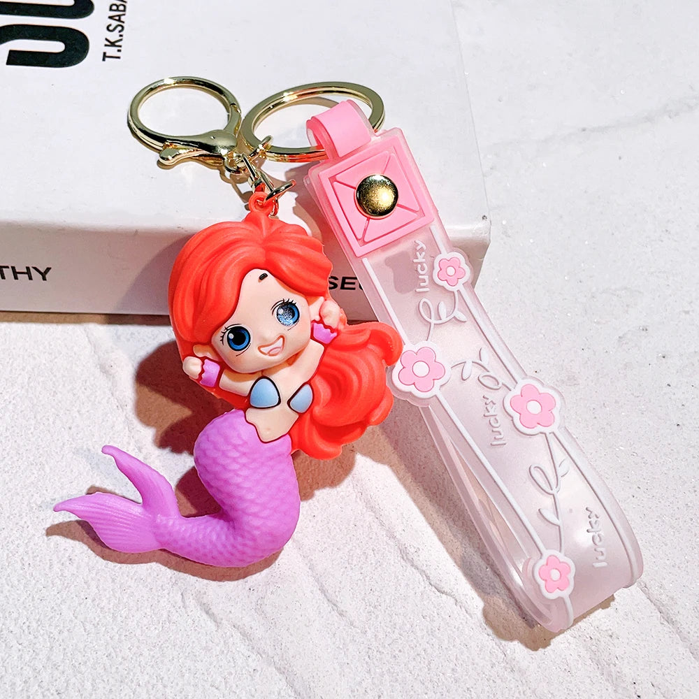 New cartoon mermaid keychain three-dimensional mermaid princess girl keychain bag pendant Style 2 - ihavepaws.com