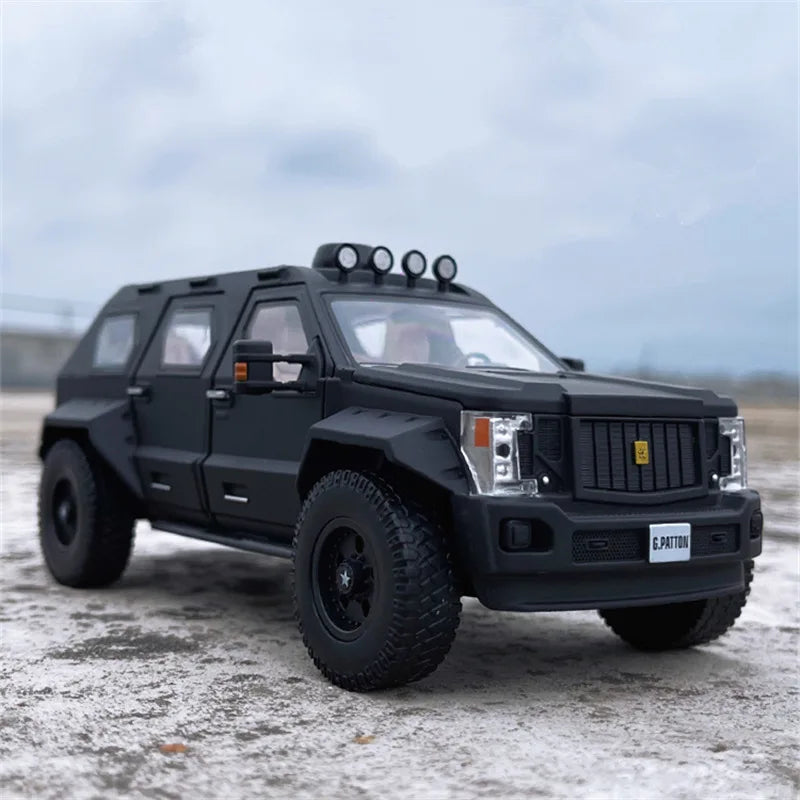 1:32 G.PATTON GX Alloy Armored Car Model Diecast Off-road Vehicles Car Metal Explosion Proof Car Model Sound Light Kids Toy Gift Black - IHavePaws