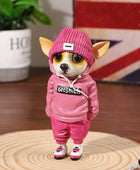 Kawaii Resin Standing Dog Statue Chihuahua Dogs Figurines Home Decor Office Living Room Desk Decoration Pink - IHavePaws