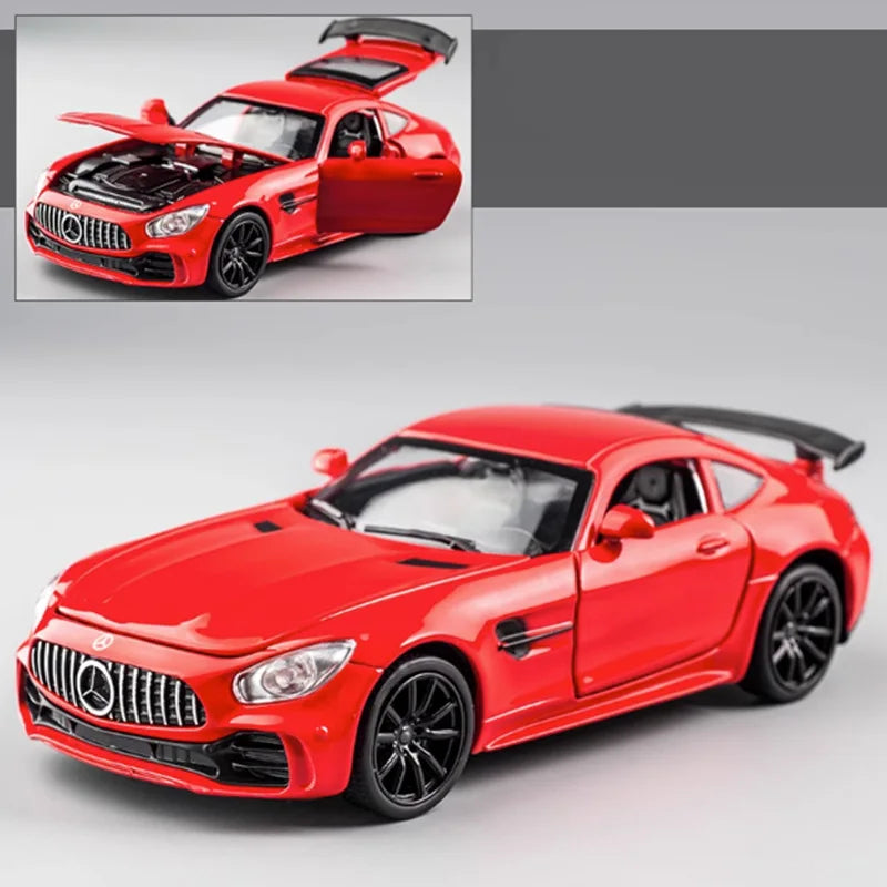 1/32 Benz-GT GTR Alloy Racing Car Model Diecast Metal Sports Car Model High Simulation Sound and Light Collection Kids Toy Gift Red - IHavePaws