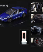 1:24 Tesla Model 3 Model Y Model X Roadster Alloy Car Model Diecast Metal Toy Vehicles Car Model Simulation Sound and Light Model X blue - IHavePaws