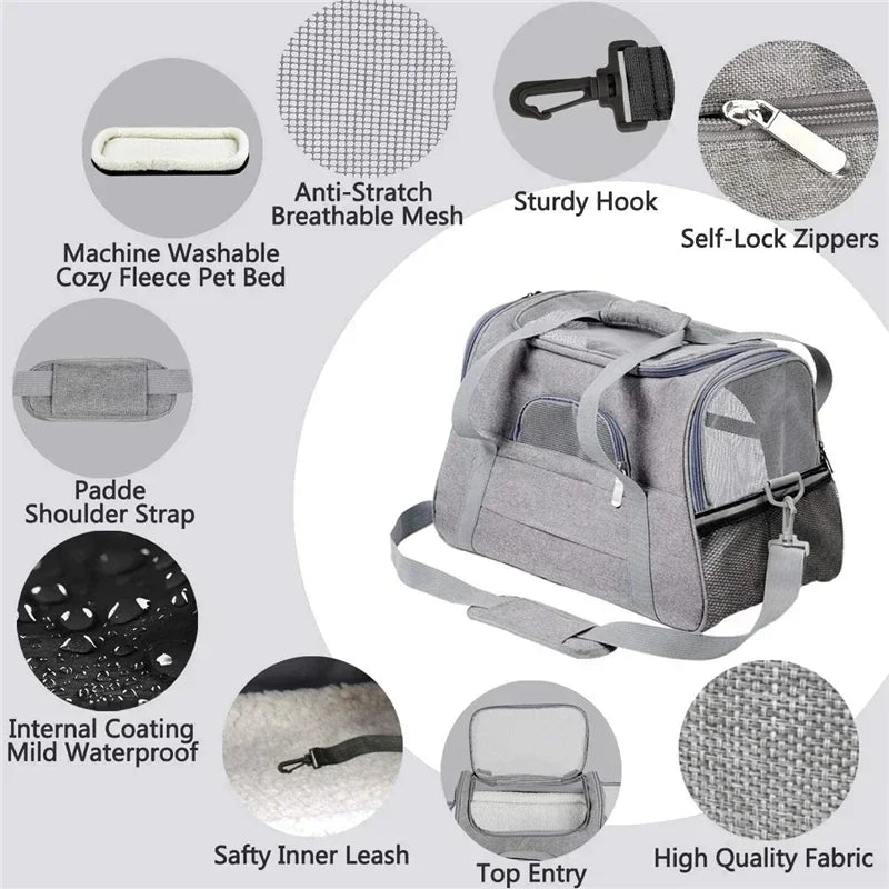 Dog Carrier Bag With Thick Cotton Cushion Pet Aviation Backpack Anti-suffocation - IHavePaws