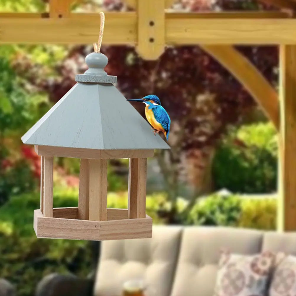 Wooden House Bird Feeder - IHavePaws