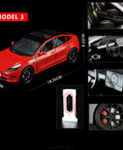 1:24 Tesla Model 3 Model Y Model X Roadster Alloy Car Model Diecast Metal Toy Vehicles Car Model Simulation Sound and Light Model 3 red - IHavePaws