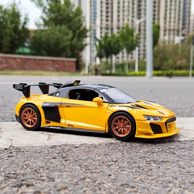 1:24 AUDI R8 GT2 Alloy Track Racing Car Model Diecast Metal Toy Sports Car Model Simulation Sound and Light Collection Kids Gift - IHavePaws