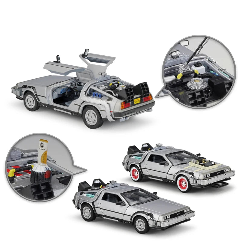 Welly 1:24 DMC-12 DeLorean Time Machine Back to the Future Car Model Diecast Metal Car Model Simulation Collection Kids Toy Gift - IHavePaws