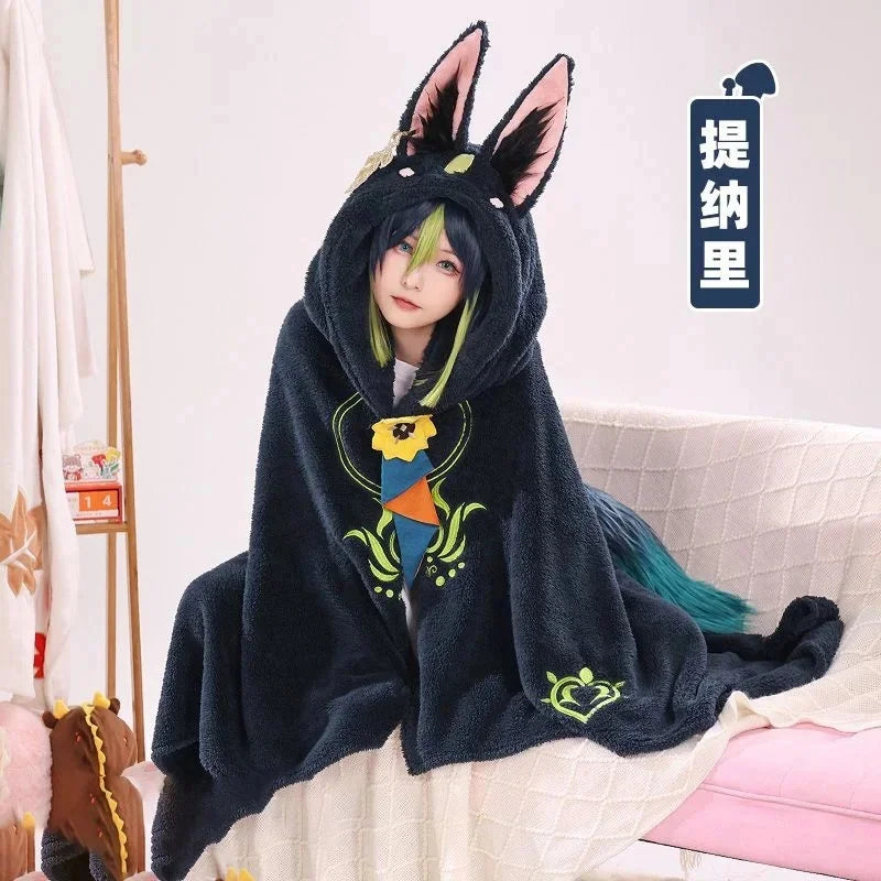 Genshin Impact Cosplay Cloak Blanket Zhong Li Hutao Tartaglia Wearable Cape Hooded Blanket Shawl Sofa Blanket Halloween Gifts - IHavePaws