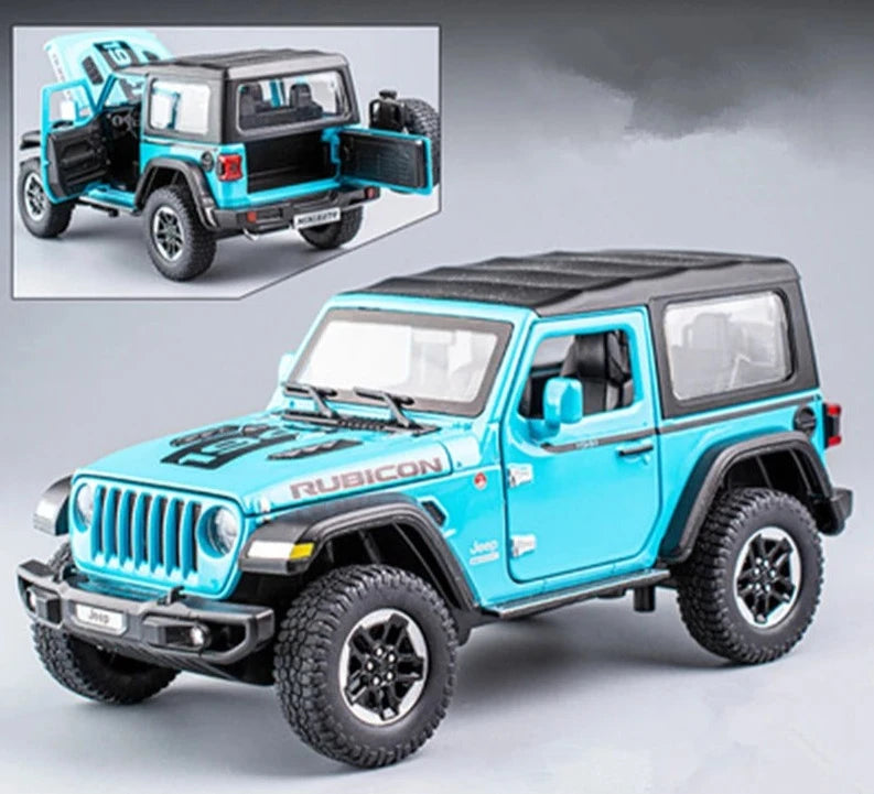1:30 Jeep Wrangler Rubicon Alloy Car Model Diecast & Toy Metal Refit Off-road Vehicles Car Model High Simulation Childrens Gift A Blue - IHavePaws