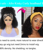 Headband Hair Woman Afro Kinky Curly Wig 200% High Denisty Brazilian Remy Hair Fast-Installing Full Machina Natural MYLOCKME