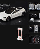 1:24 Tesla Model 3 Model Y Model X Roadster Alloy Car Model Diecast Metal Toy Vehicles Car Model Simulation Sound and Light Roadster white - IHavePaws