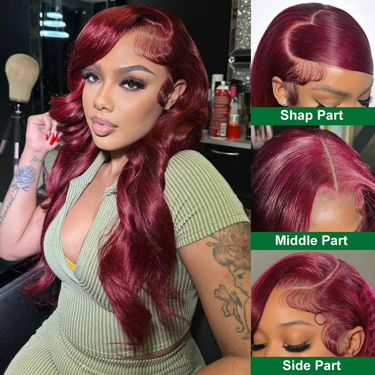 99j Burgundy Lace Front Wigs Human Hair Glueless Wine Red Colored Body Wave Wigs 13x6 13x4 HD Transparent Frontal Wigs