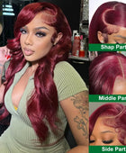 99j Burgundy Lace Front Wigs Human Hair Glueless Wine Red Colored Body Wave Wigs 13x6 13x4 HD Transparent Frontal Wigs