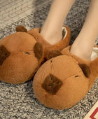 Cute Cartoon Capybara Cotton Slippers Half Wrap Heel Home Soft Non-slip Warm Breathable Indoor Plush Shoes Couple Slippers - IHavePaws