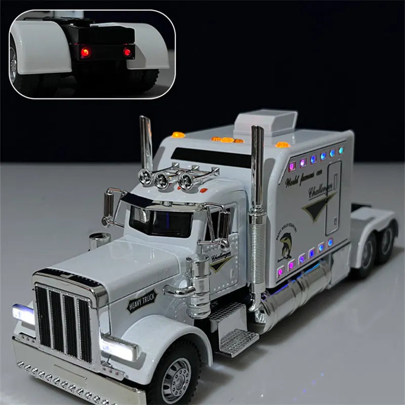 New 1/24 Alloy Trailer Truck Head Car Model Diecast Metal Container Truck Engineering Transport Vehicles Car Model Kids Toy Gift - IHavePaws