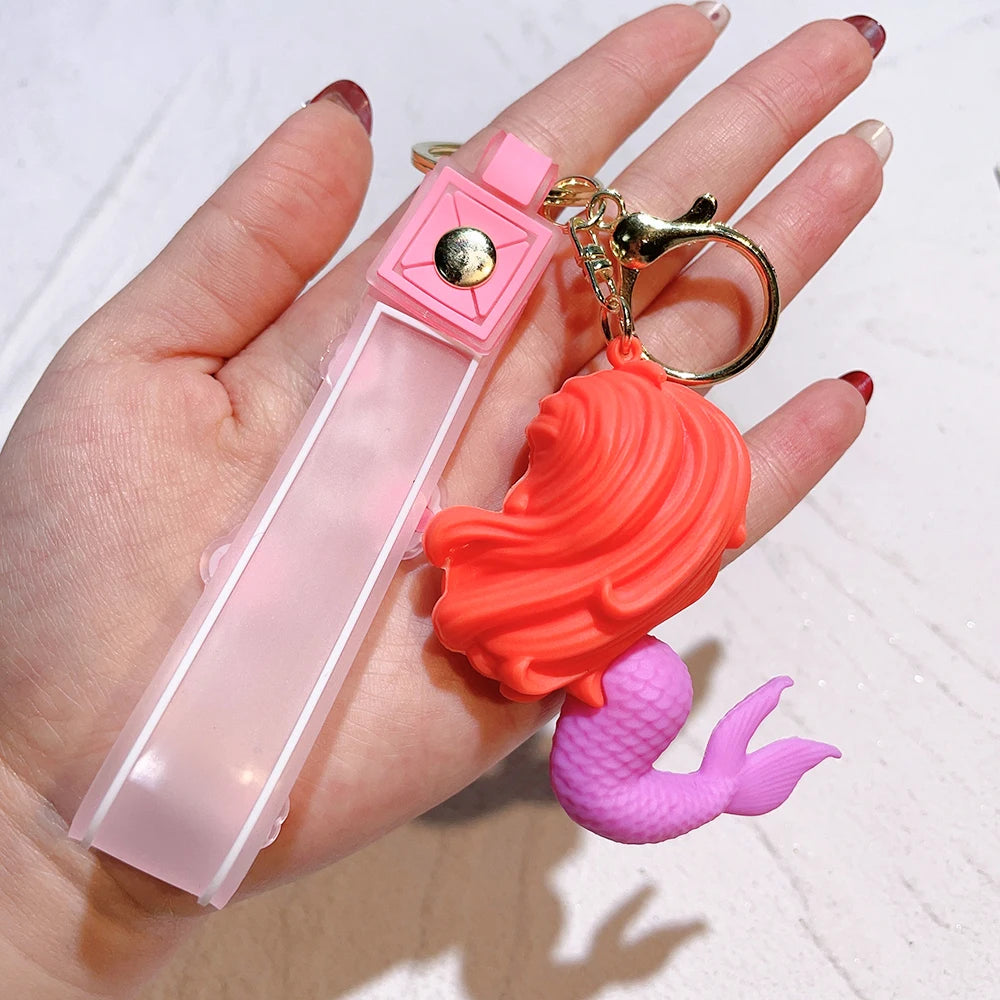 New cartoon mermaid keychain three-dimensional mermaid princess girl keychain bag pendant - ihavepaws.com