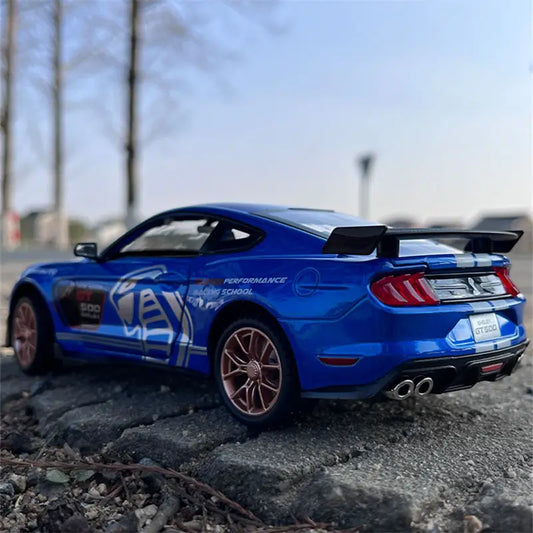 1/32 Ford Mustang Shelby GT500 Alloy Sports Car Model Diecast Metal Car Model Simulation Sound and Light Collection Kid Toy Gift - IHavePaws