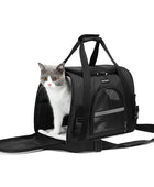 Portable Cat Handbag Soft Foldable Adjustable Shoulder Bag Small Pet Transportation Carrier for Dogs Traveling Airline Approved Black - IHavePaws