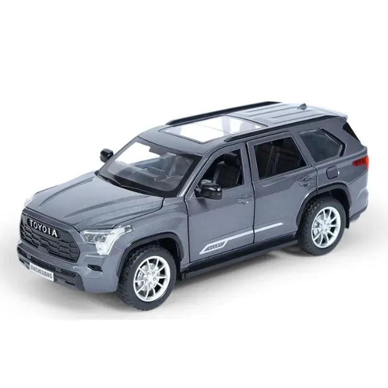 1/24 Sequoia SUV Alloy Car Model Diecasts & Toy Metal Off-Road Vehicles Car Model High Simulation Sound and Light Childrens Gift Gray - IHavePaws