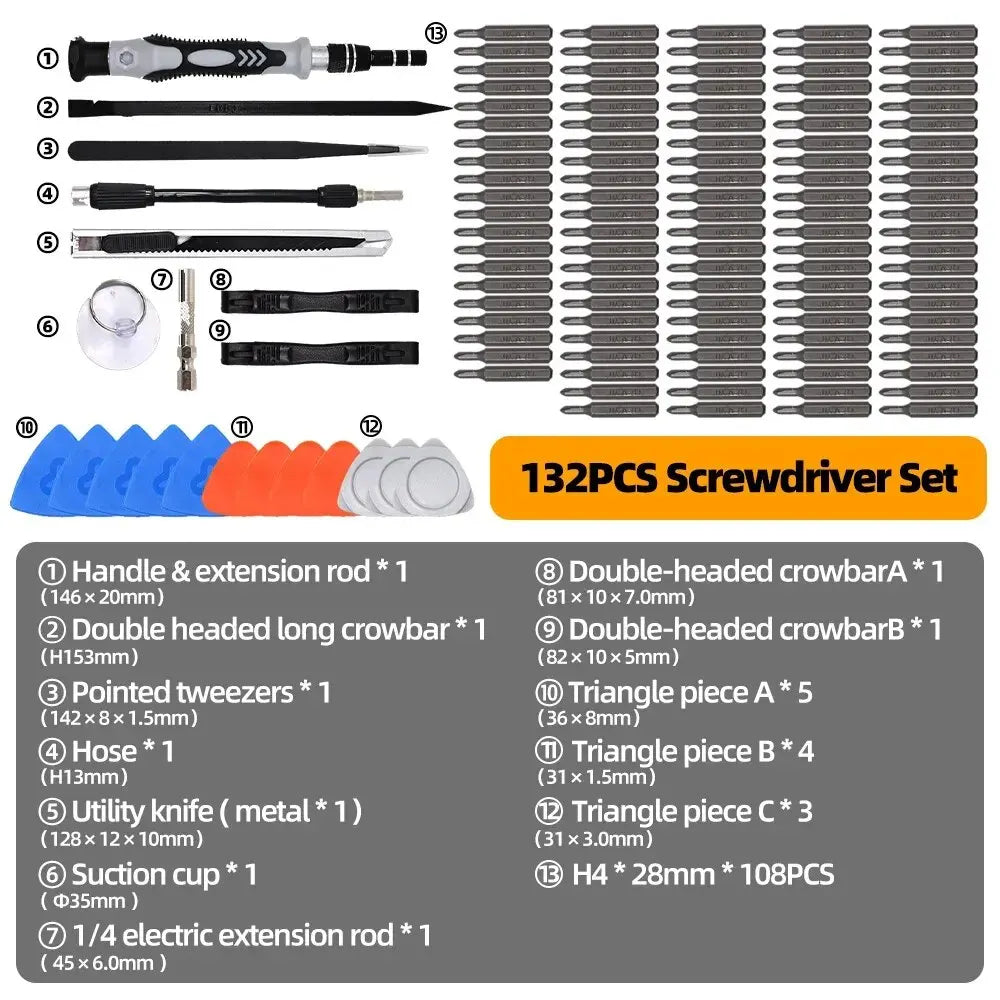 Precision Screwdriver Set 132 in 1 Magnetic Screw Driver Bits Torx Hex Bits Computer Phone Professional Handle Repair Tool Kit - IHavePaws