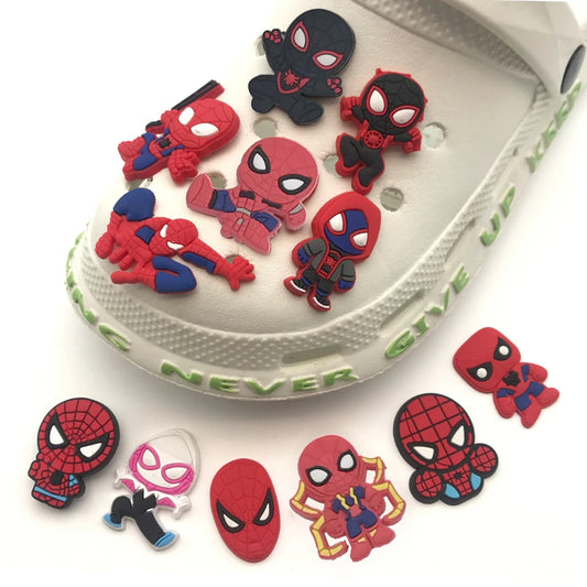 12pcs Marvel Spider-Man Series Shoe Decoration Charms Plastic DIY Accessories For Clogs Sandals Detachable Cute Shoes - ihavepaws.com